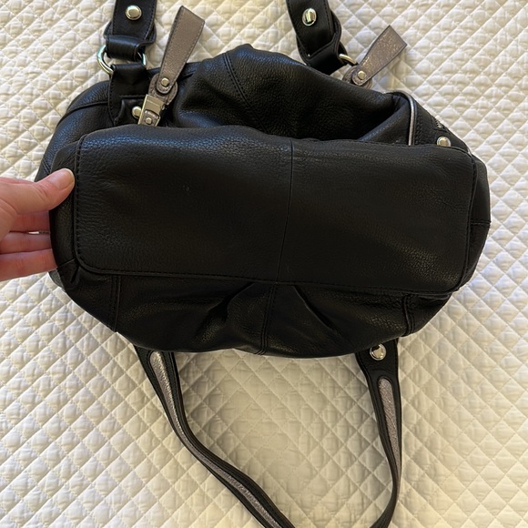 B Makowsky leather shoulder bag satchel black silver - Picture 5 of 5